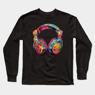 Retro Hip Hop 3D Headset. Long Sleeve T-Shirt